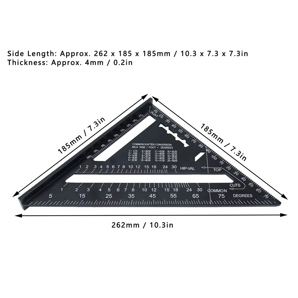 Règle d'angle métrique en pouces