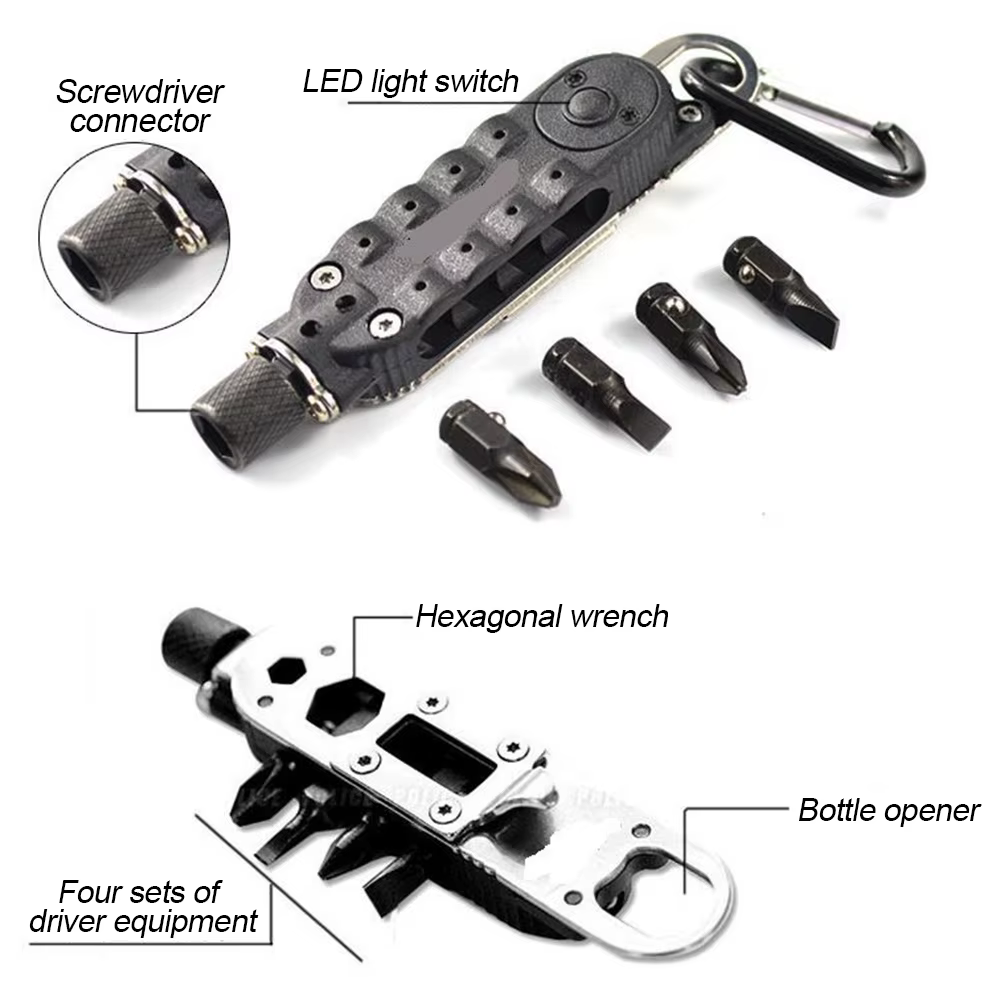 Mini tournevis multifonctionnel - Outil de porte-clés EDC portable