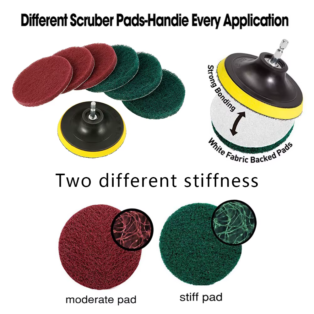 8 pièces 4 pouces perceuse électrique brosse tampons de gommage coulis perceuses électriques épurateur brosse de nettoyage baignoire outils de nettoyage brosse poussiéreuse pour baignoires de voiture