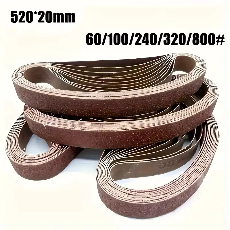 520x20mm 10 pièces 60/100/240/320/800 # Petite mini ponceuse à bande pour le meulage de l'acier inoxydable