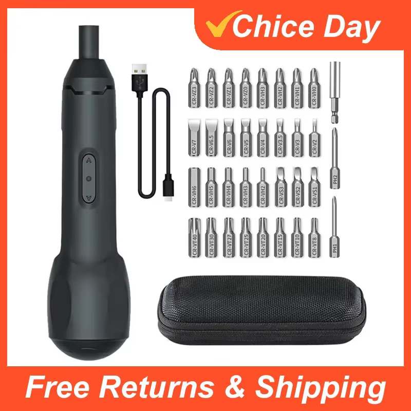 Kit de tournevis électrique sans fil Xiaomi – Rechargeable 3.6V Auto/Manuel double Mode avec 12 embouts pour l'électronique de précision/Auto R