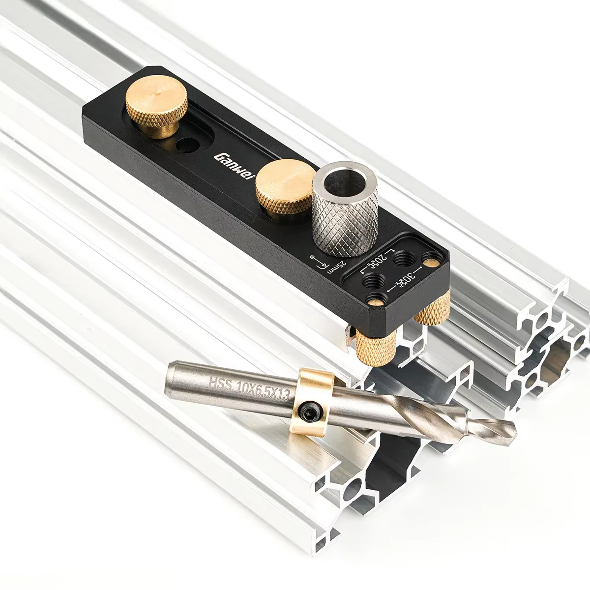 Guide de perçage sur rail à profil en aluminium pour perforateur vertical pour 20 # 30 # 40 # Profilés