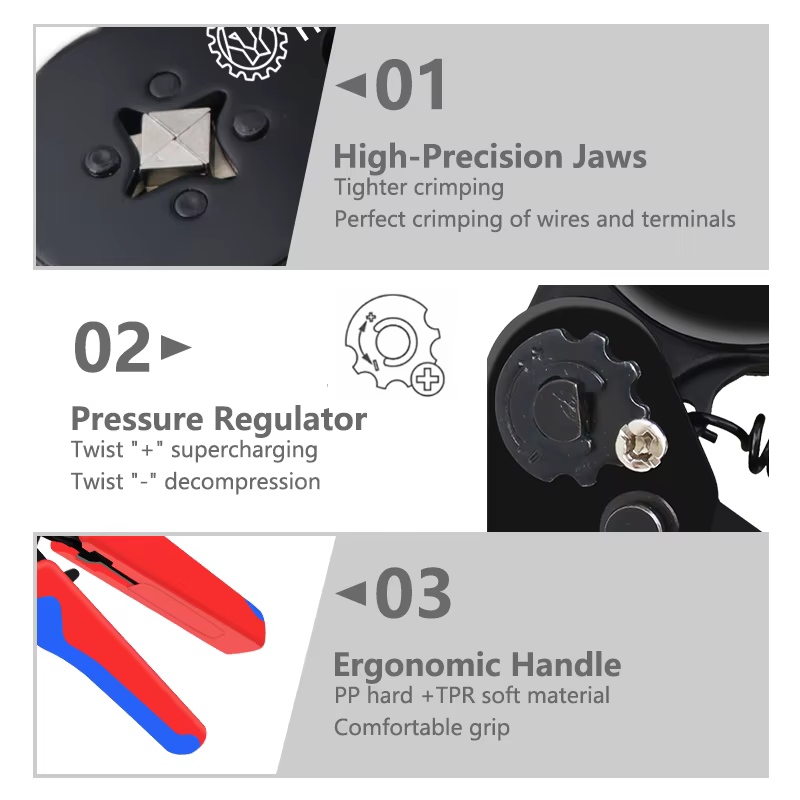 Outil de sertissage HSC8 6-4 0.25-10mm pour bornes tubulaires de virole 2 23-7AWG jeu de pinces à sertir