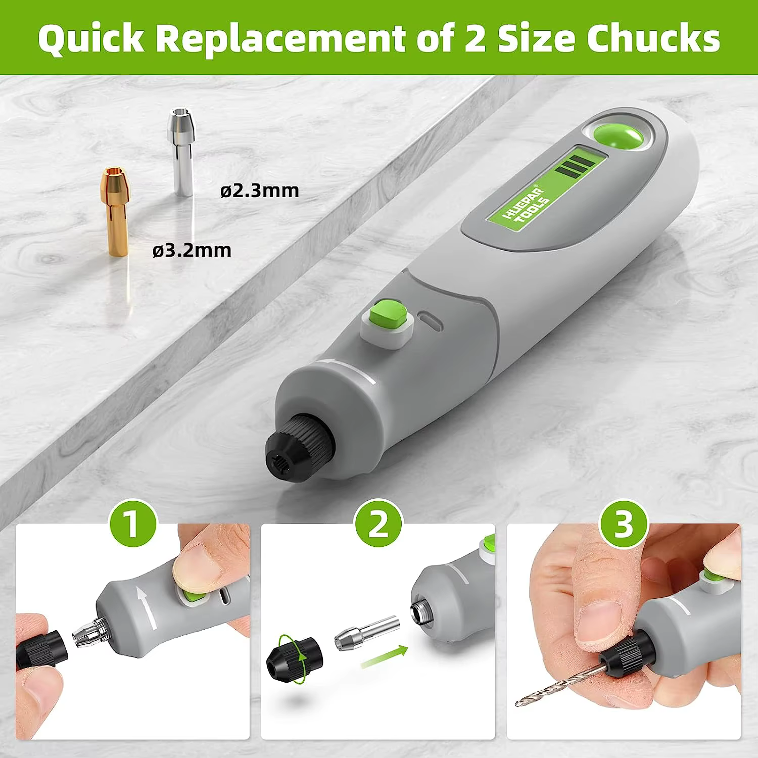Perceuse électrique Die Grinder Graveur Polisseuse avec 4V Mini sans fil à distance Outils Set Kit pour Huepar