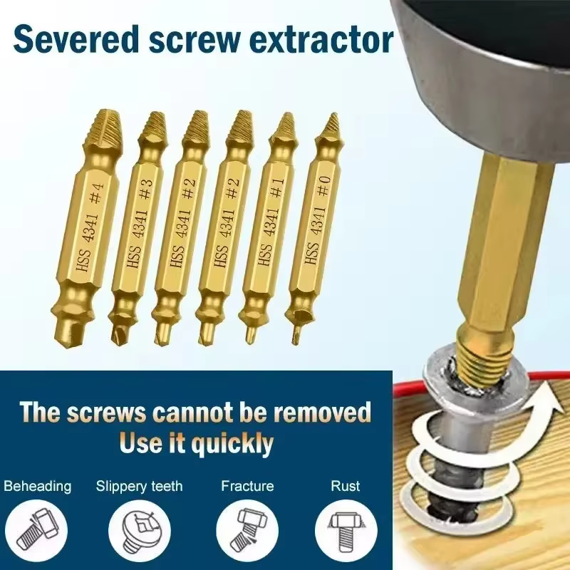 Kit d'extracteurs de vis endommagées HSS – Perceuse pour vis usées et cassées – Outil de démolition rapide et facile pour outils électriques