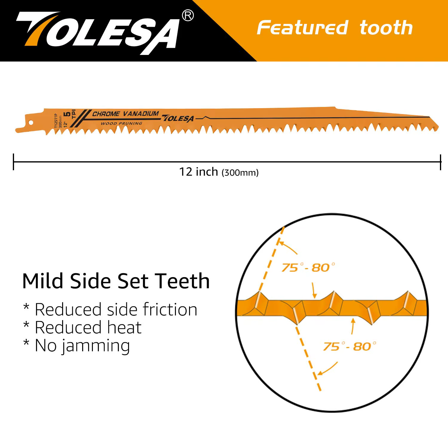 TOLESA 5 pièces 5/6TPI lames de scie alternative pour l'élagage du bois pour la coupe de tuyaux