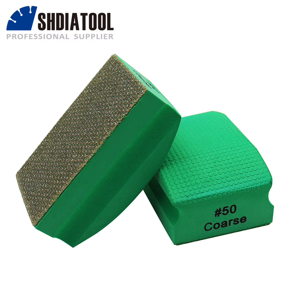 SHDIATOOL 1pc Grit50-800 diamant tampons de polissage à la main béton pierre granit marbre 90X55mm support en mousse disque de ponçage meuleuse