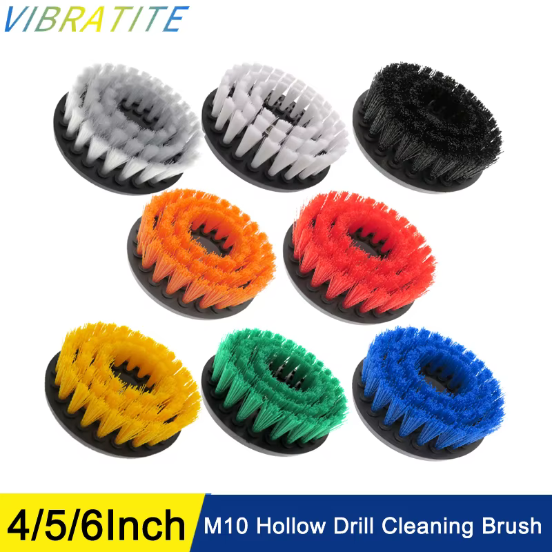 Perceuse creuse de 4/5/6 pouces, brosse de nettoyage, filetage M10, gommage électrique, pour cuir, plastique, meubles en bois, salle de bains, intérieur de voiture