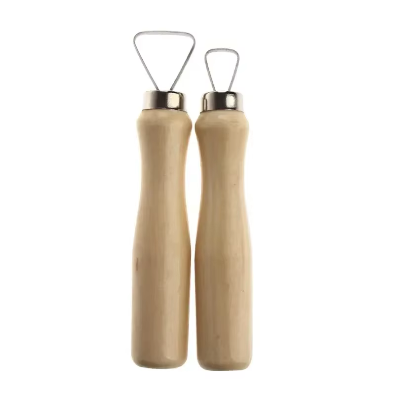Outil de boucle de sculpture en argile de poterie en bois, fil plat en acier inoxydable, outils parfaits, 10 pièces