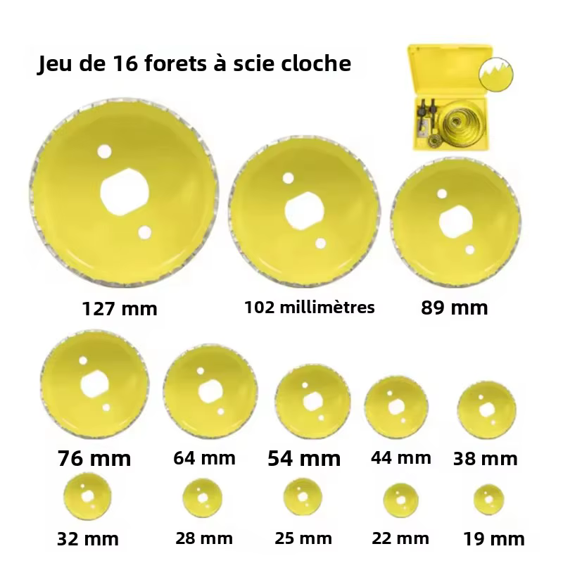 Jeu de 16 scies cloches 19-127 mm