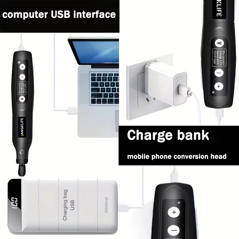 JANGKLIFE USB Kit d'outils rotatifs sans fil stylo de gravure sur bois bricolage pour bijoux métal verre Mini perceuse sans fil