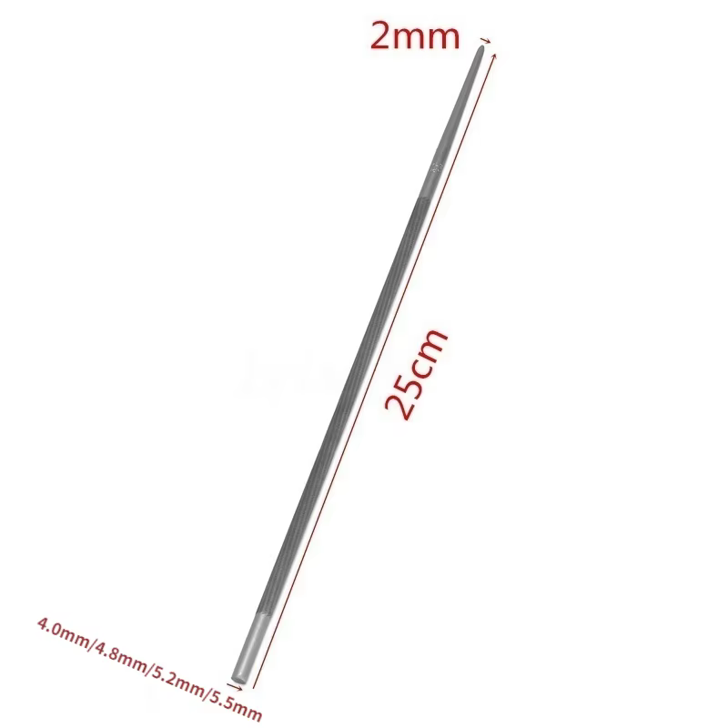 12 pièces limes rondes de tronçonneuse 4.0mm/4.8mm/5.2mm/5.5mm 5/32 "3/16" 13/64 "7/32" pour affûter l'affûteur de scie à chaîne généralement 25cm Len
