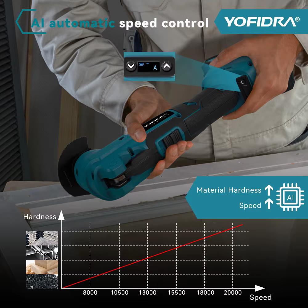 YOFIDRA 1000W oscillant outil multifonction scie électrique tondeuse coupe ponçage bricolage