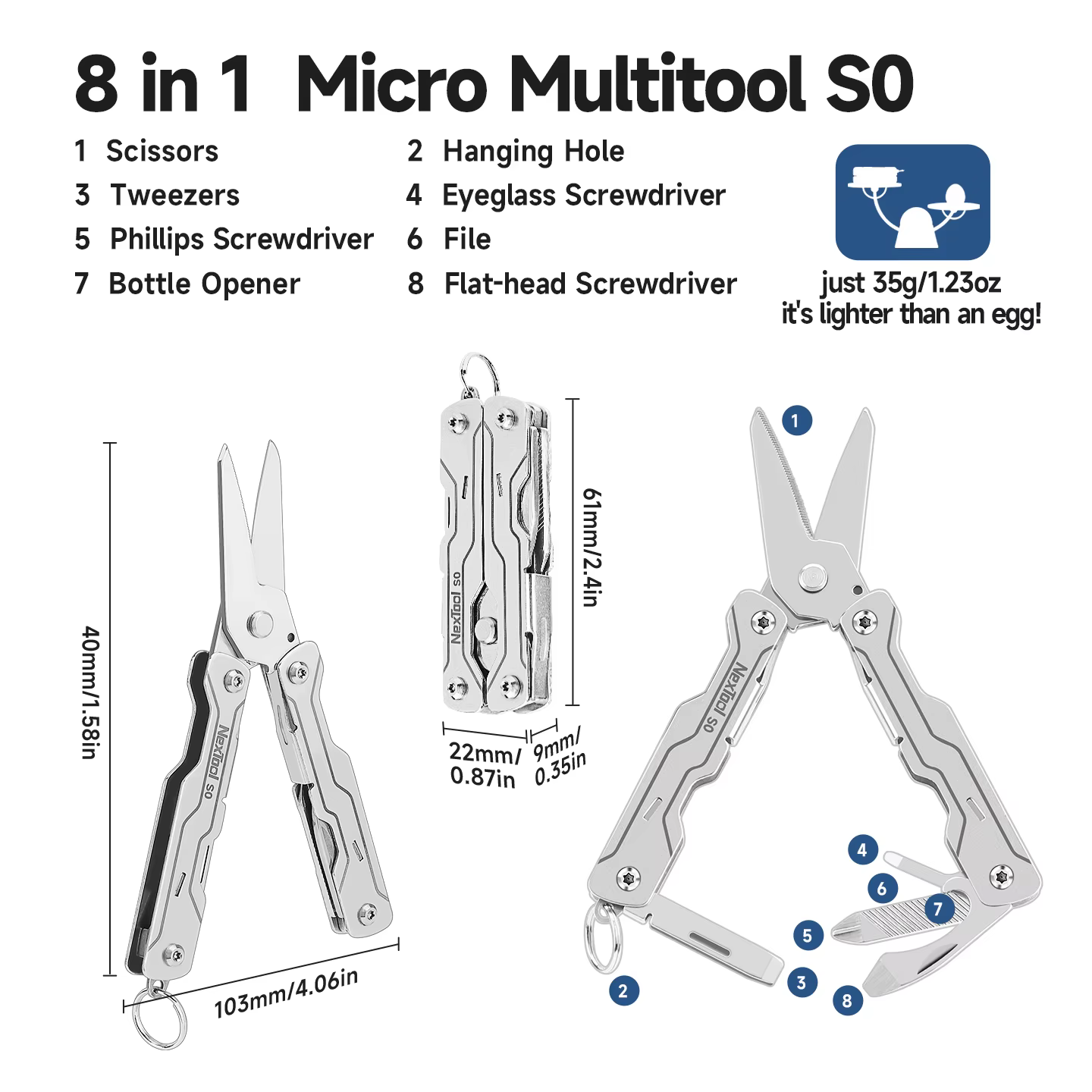 8 en 1 Mini ciseaux de marin S0 Micro multi-outils tournevis