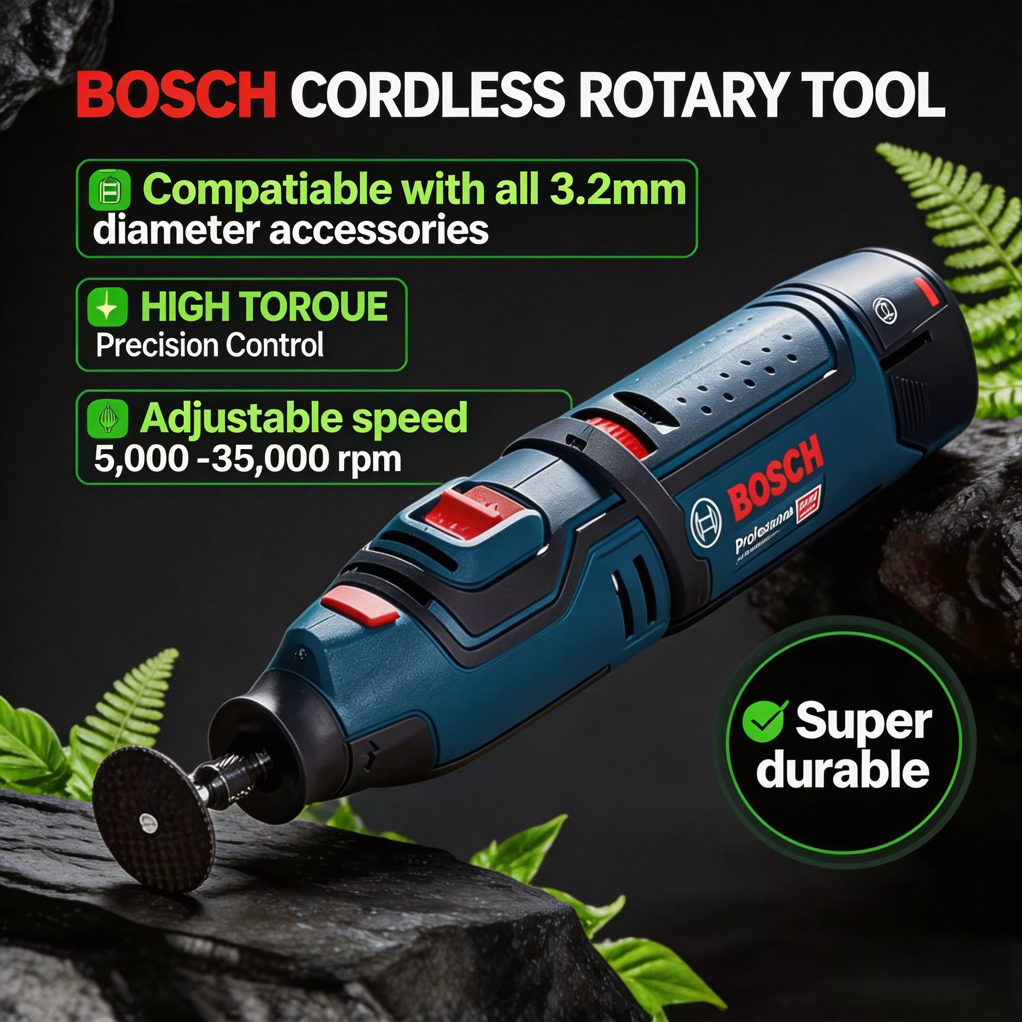 Meuleuse droite rechargeable portable BOSCH GRO12V-35