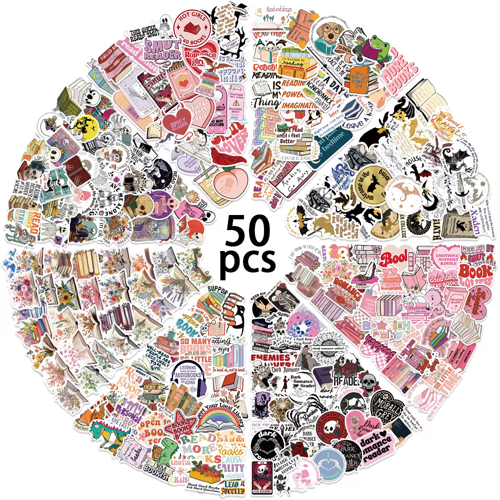 50 pièces Smutty Dark Romance Bookish lecteur d'épices fille dessin animé Booktok autocollant esthétique voiture Kindle Ipad téléphone ordinateur portable journal autocollant