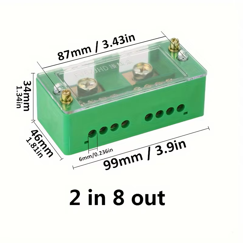 Boîte de jonction électrique monophasé/triphasé Fj6, 1 pièce, prises de 2 pouces, 6/8/12 ports, bornier en laiton, adapté à la distribution domestique, prise en charge maximale 200A, 220V