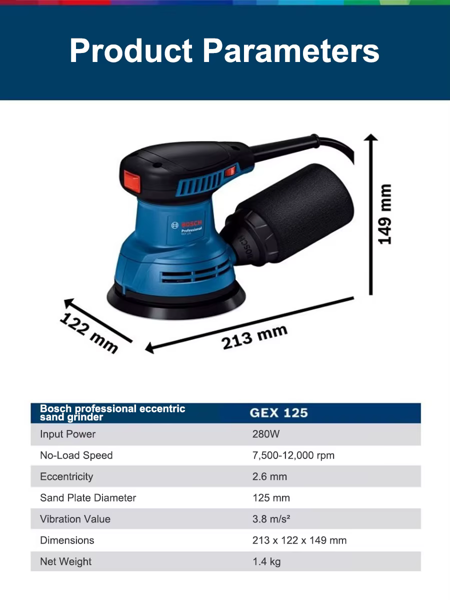 Ponceuse orbitale Bosch GEX125 280W 125mm à vitesse variable