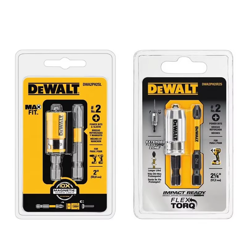 DEWALT DWA2PH2SL DWAF2PH2IR2S PH2 tournevis HSS embout de pilote d'impact jaune argent jeu de manchons accessoires d'outils électriques de menuiserie