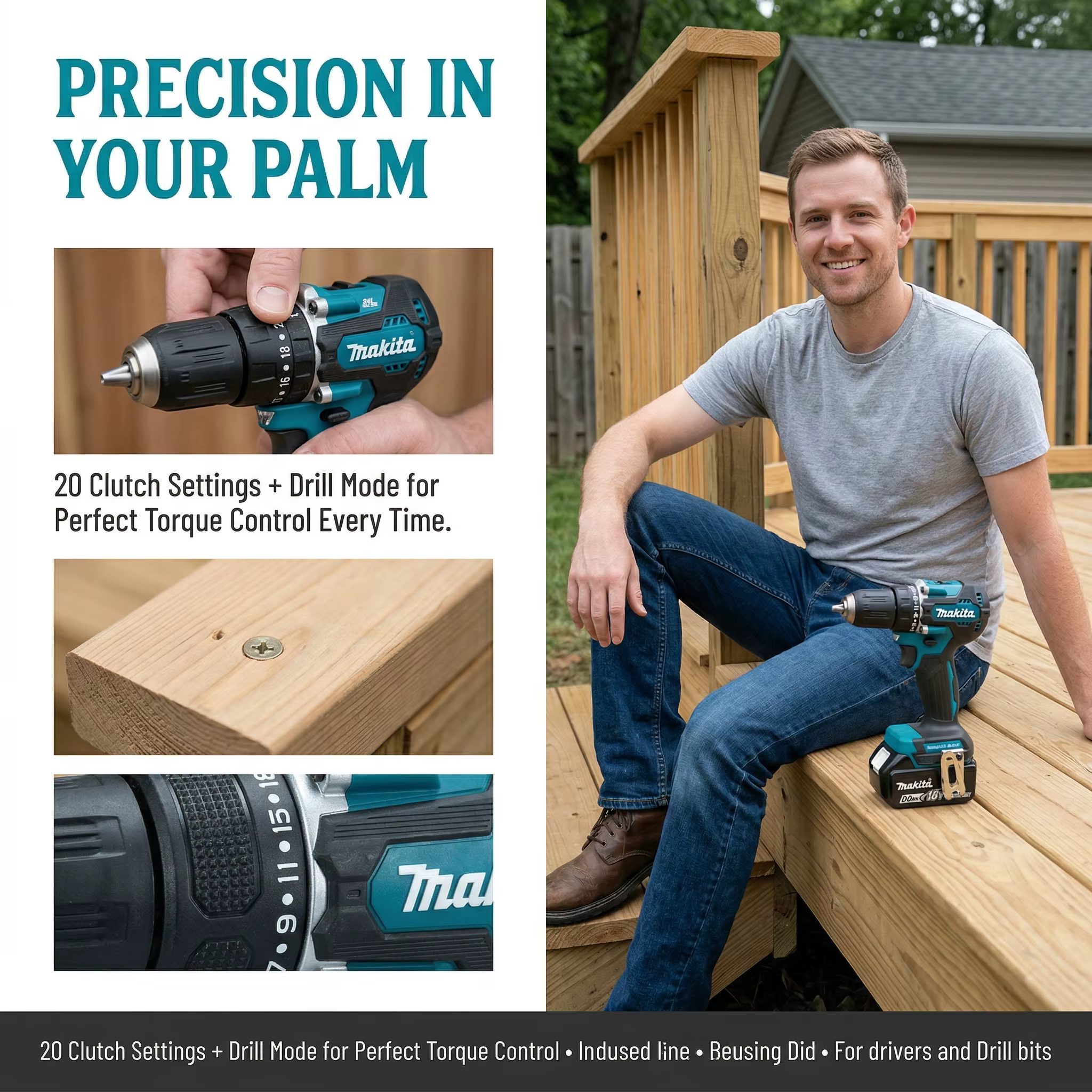 Perceuse-visseuse sans fil Makita DDF487 18V 2026 pour équipe de décoration