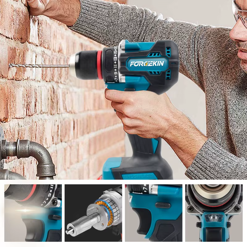 FORGEKIN Perceuse-visseuse sans fil à batterie lithium-ion, outil de perçage électrique rechargeable pour bricolage domestique, compatible avec les batteries Makita
