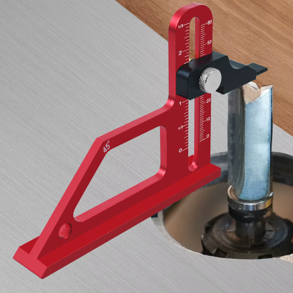 Jauge de profondeur à réglage rapide pour scies de table - Outil de mesure de hauteur 0-60 mm - Régleur de fraises et de lames en alliage d'aluminium