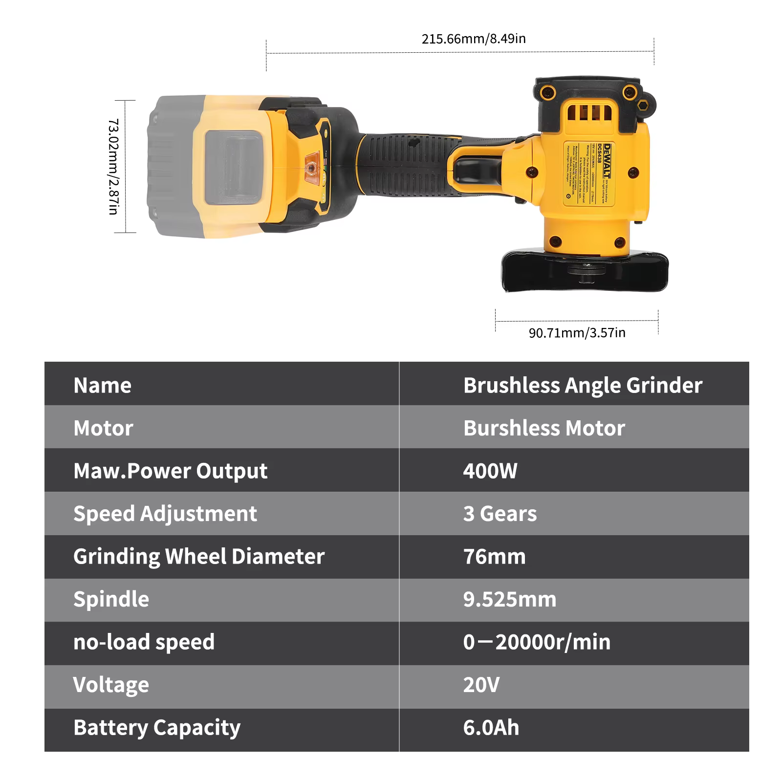 Meuleuse d'angle sans fil DeWalt 3 pouces