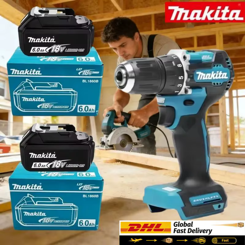 Batterie haute capacité authentique Makita 18V 6.0Ah pour perceuse à main sans balais 18V DDF487