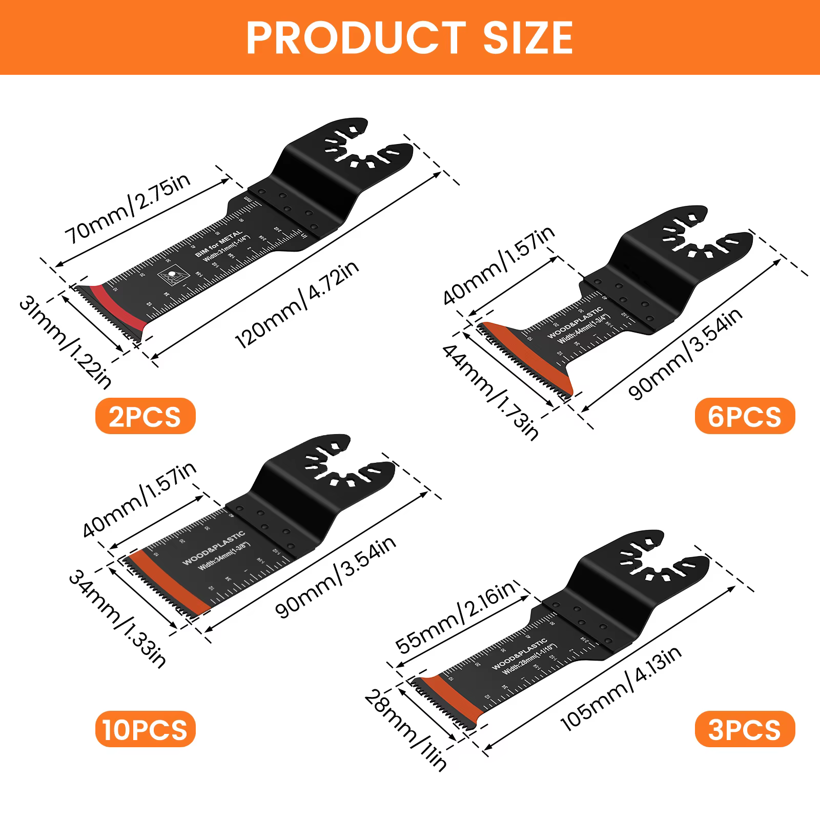 21 pièces lames de scie oscillantes