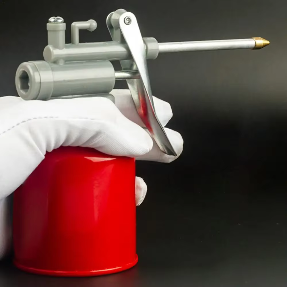 Bidon à huile 250 ml avec bec verseur et pompe à pouce, huileuse d'atelier haute pression rouge et verte, graisseur pour outils de réparation automobile