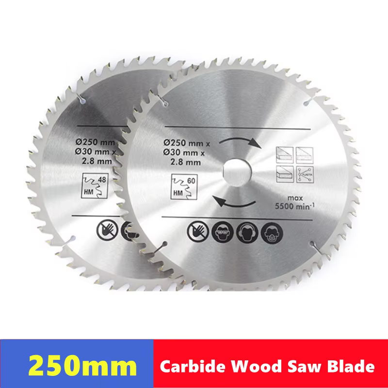 Lame de scie à bois en carbure 250mm x 40T/48T/60T/80T ouverture 30mm