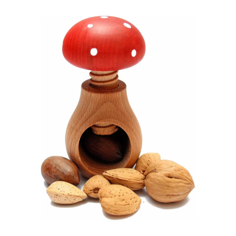 Champignon casse-noisette en bois-outil de craquelin d'écrous craquelés mécanisme de vis facile-grand cadeau pour noël et cuisine maison Displa