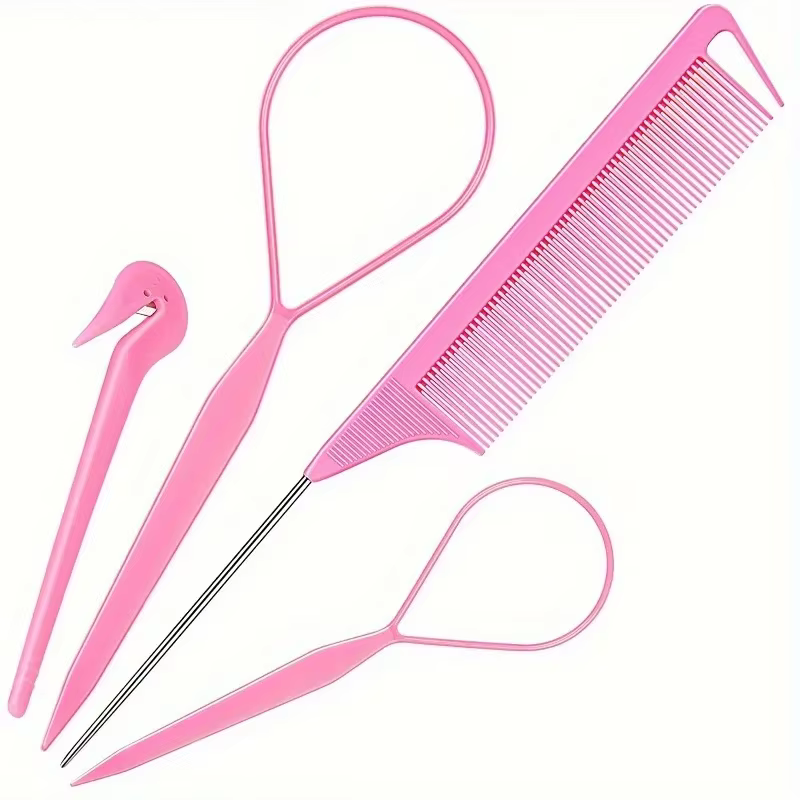Ensemble d'outils pour boucles de cheveux, 2 pièces, tresse française, peigne à queue de Rat, 1 pièce, bandes élastiques en caoutchouc, dissolvant de coupe, 4/5 pièces/ensemble