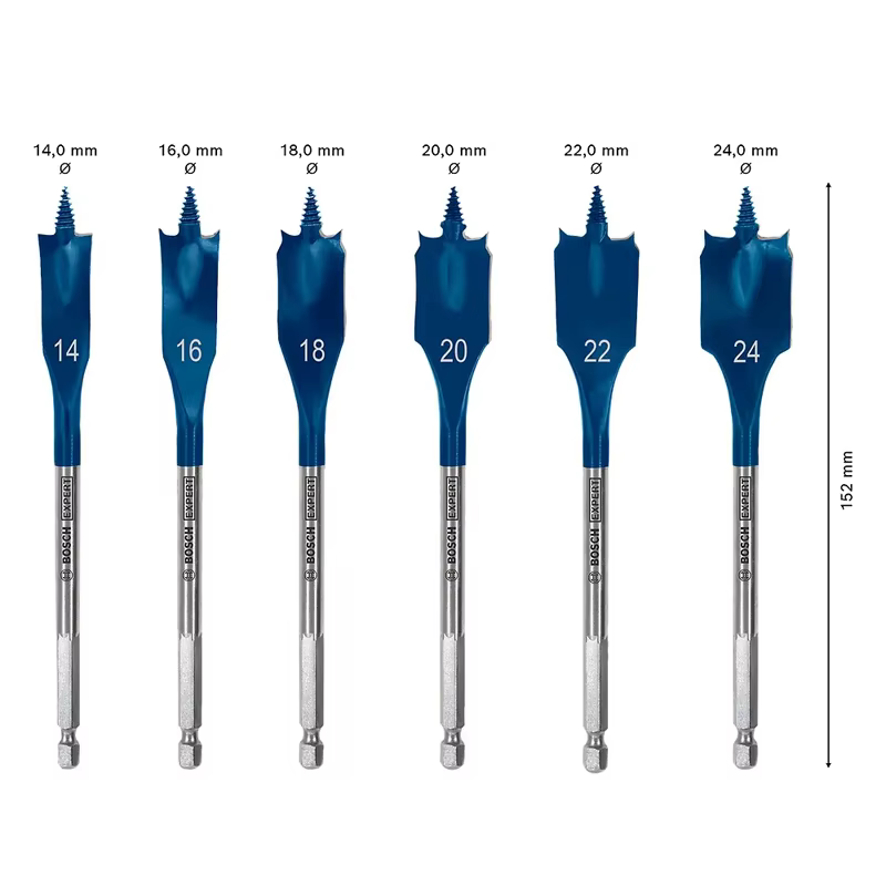 Bosch EXPERT Forets à bois 6 pièces 14/16/18/20/22/24mm Kit d'outils de perçage de trous filetés à alimentation automatique 2608900332
