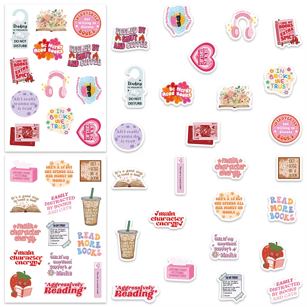 50 pièces Smutty Dark Romance Bookish lecteur d'épices fille dessin animé Booktok autocollant esthétique voiture Kindle Ipad téléphone ordinateur portable journal autocollant
