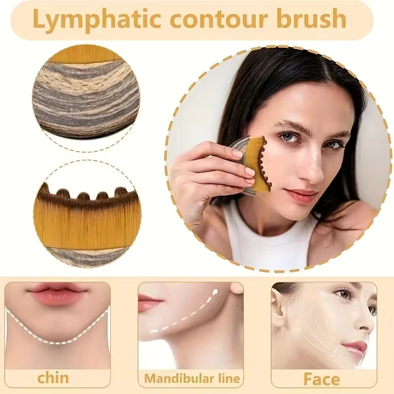 Brosse pour Contour lymphatique, Drainage lymphatique, réduit les poches, soulagement de la Fatigue, masseur Facial, outil de sculpture de la peau du menton