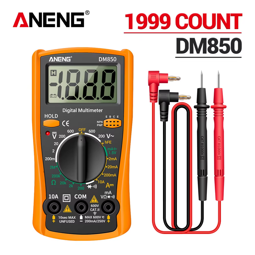 ANENG DM850-Multimètre numérique automatique professionnel, testeur de tension AC/DC automatique, outil de détection d'ampèremètre de courant Ohm, 1999 points
