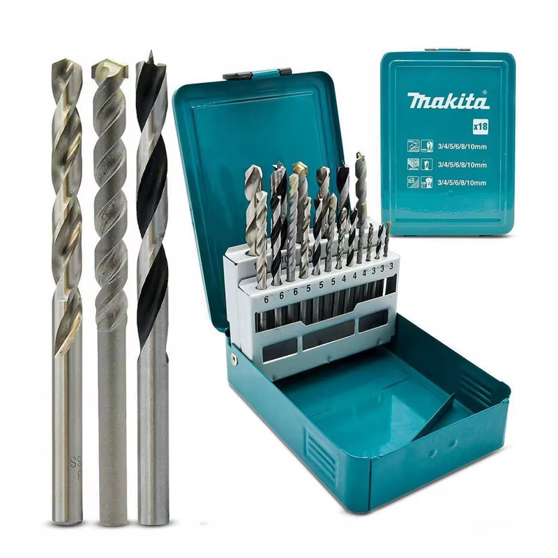 Makita D-46202 – ensemble de forets 18 pièces en acier rapide pour béton et bois
