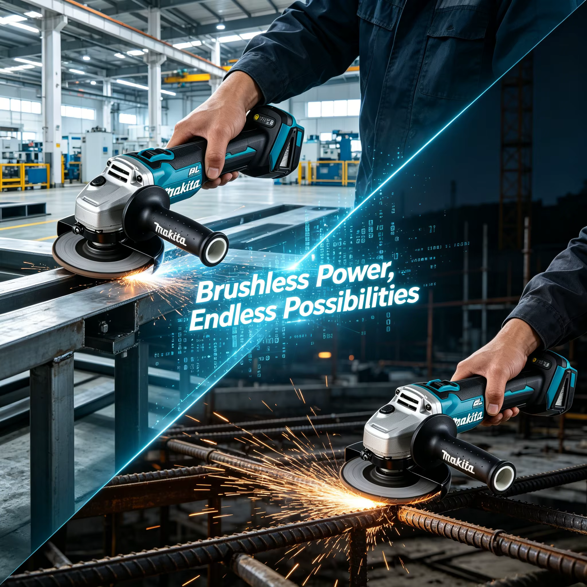 Meuleuse d'angle électrique rechargeable Makita 18V DGA404 : outil haute puissance sans balais de 125 mm pour la découpe et le polissage (unité nue)