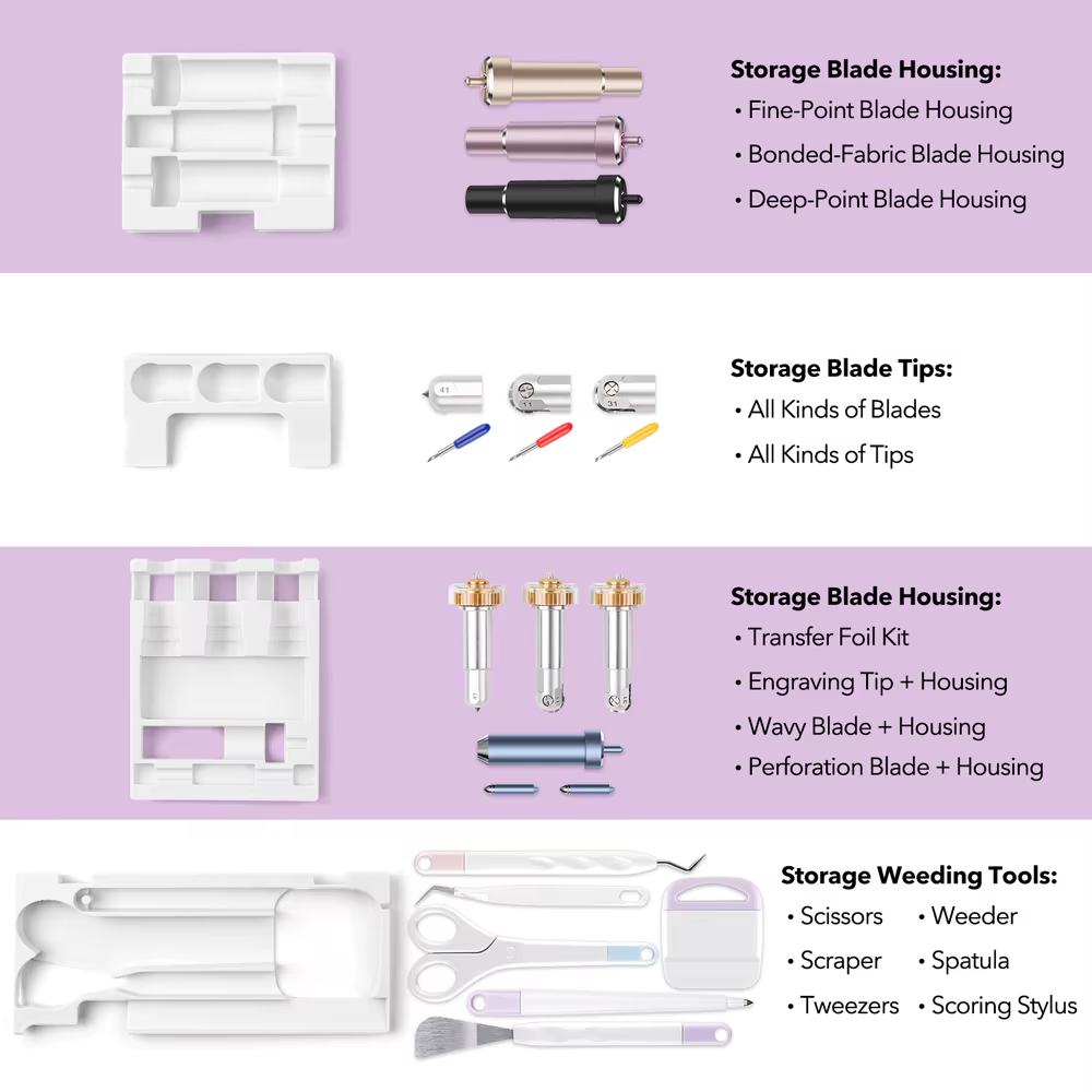 Insert de rangement pour outils compatible avec Cricut Maker 3 et Maker, plateau pour kit d'outils de désherbage, organisateur d'accessoires pour lames et embouts