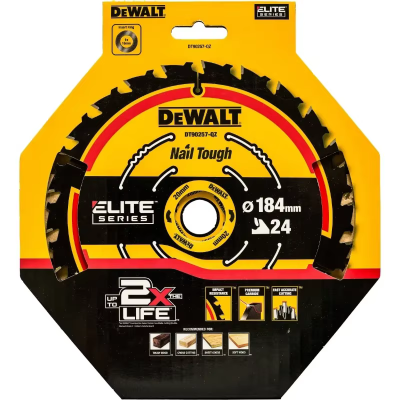 DEWALT DT90257 DT90259 Lame de scie circulaire 2X 184mm 24T, disque de coupe pour le travail du bois, accessoires pour outils électriques