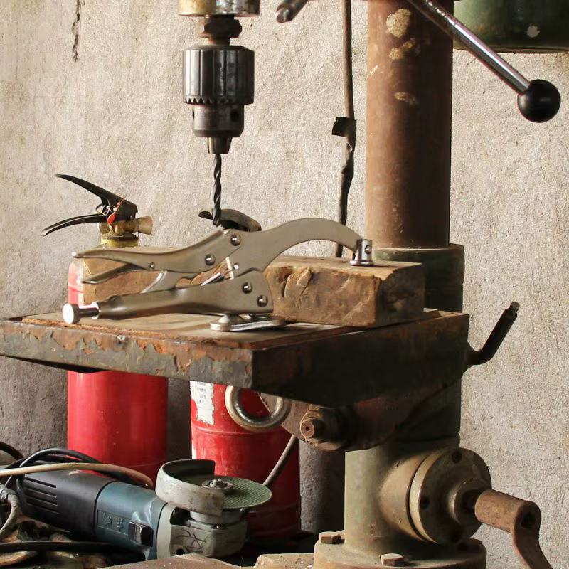 Nouveau 9in perceuse presse étau pince travail du bois tenant avec serrure et levier de déverrouillage
