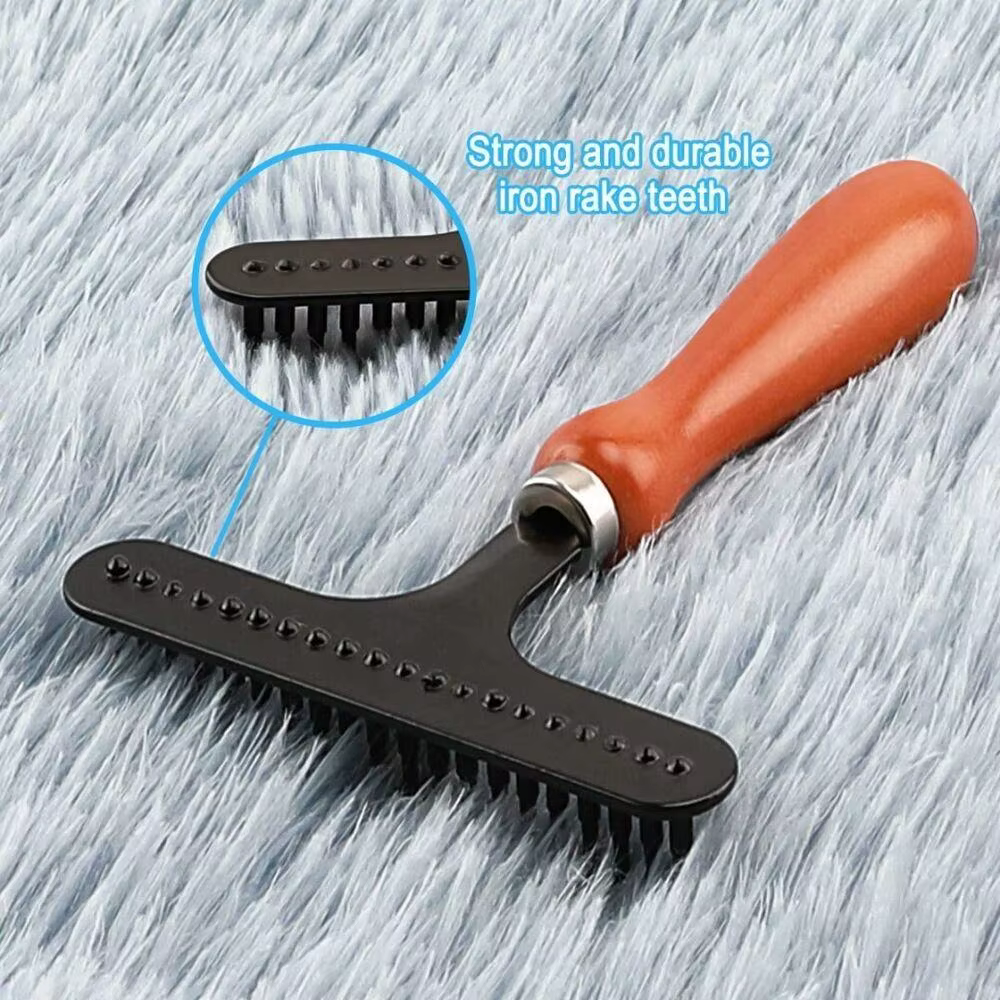 Râteau de toilette Portable pour tapis en bois, râteau en métal pour tapis, peigne de toilettage pour animaux de compagnie, accessoires pour la maison