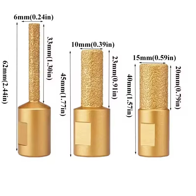 Tête de meulage diamantée M10 de 6, 10, 15 mm, scie cloche brasée, résistante à l'usure, pour meuleuse d'angle, polyvalente, haute performance
