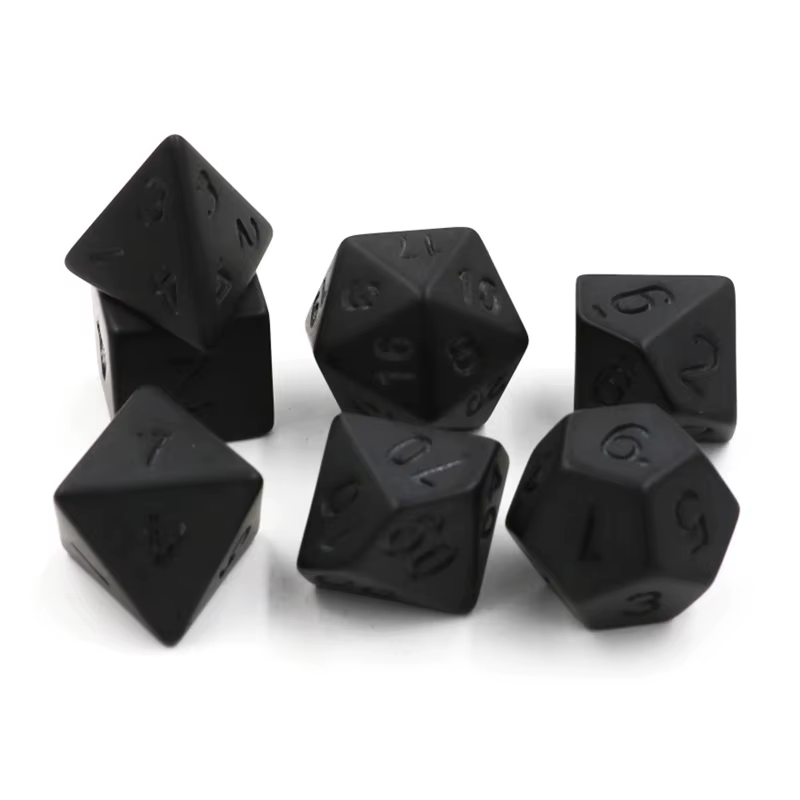 Plateau à dés numérique ScrdecentrPure Black, accessoires délibérés, 7 pièces/ensemble