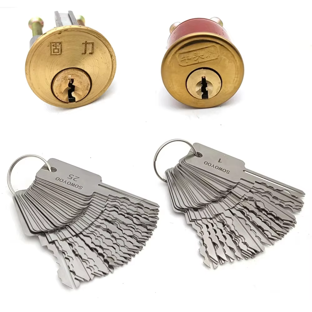 SOWOYOO Kit de clés universelles 48-en-1, outil de crochetage de serrures, fournitures de serrurier durables pour l'ouverture de portes et de serrures courantes