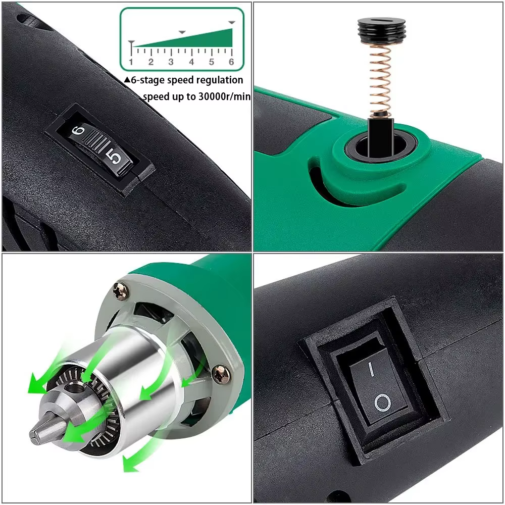 Perceuse électrique haute puissance 480/260W, meuleuse Dremel, machine à polir et ensemble d'accessoires de meulage, outil rotatif de ching BE