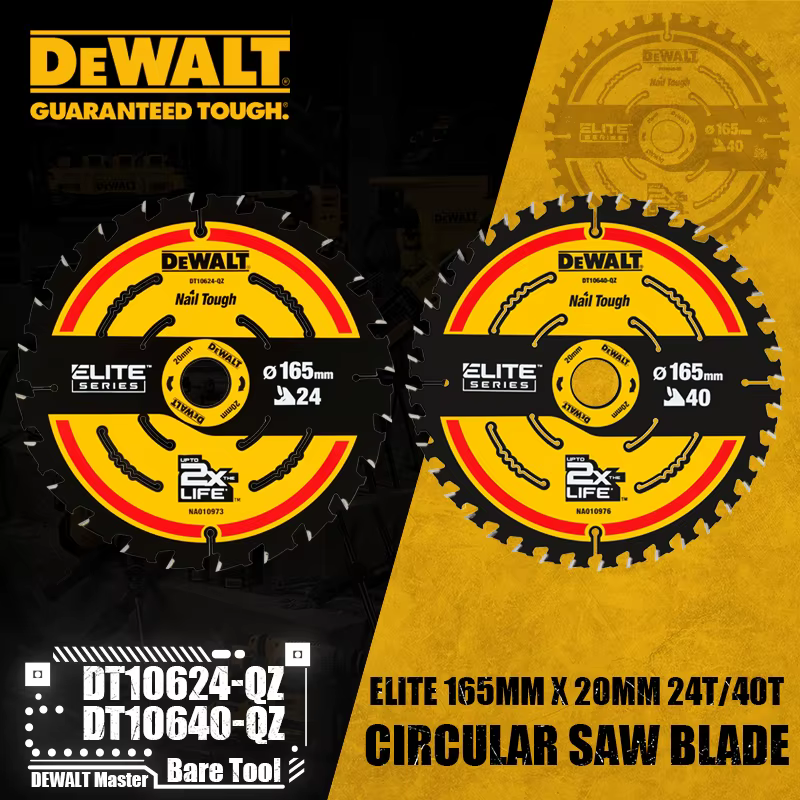 DEWALT DT10624-QZ DT10640-QZ lame de scie circulaire série ELITE lame de scie circulaire ELITE 165MM 20MM 24T/40T