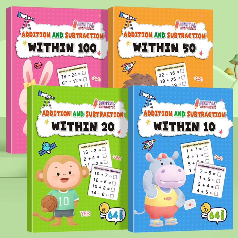 1 livre d'exercices d'arithmétique d'addition et de soustraction pour enfants, calcul rapide, formation en mathématiques, livres d'arithmétique 10-100