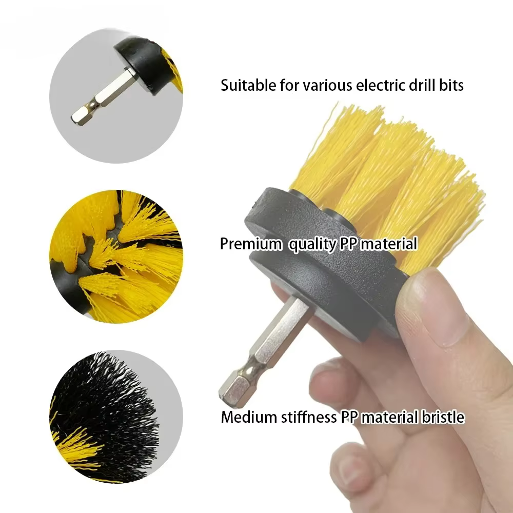 Ensemble de brosses de nettoyage rondes en Nylon pour perceuse électrique